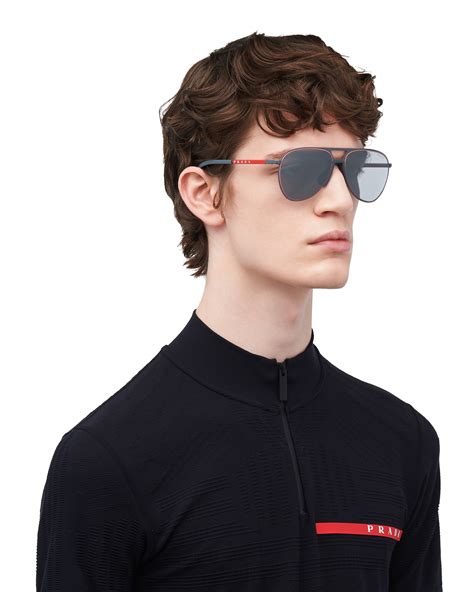 prada silver mirror sunglasses|Prada Linea Rossa Eyewear Collection sunglasses.